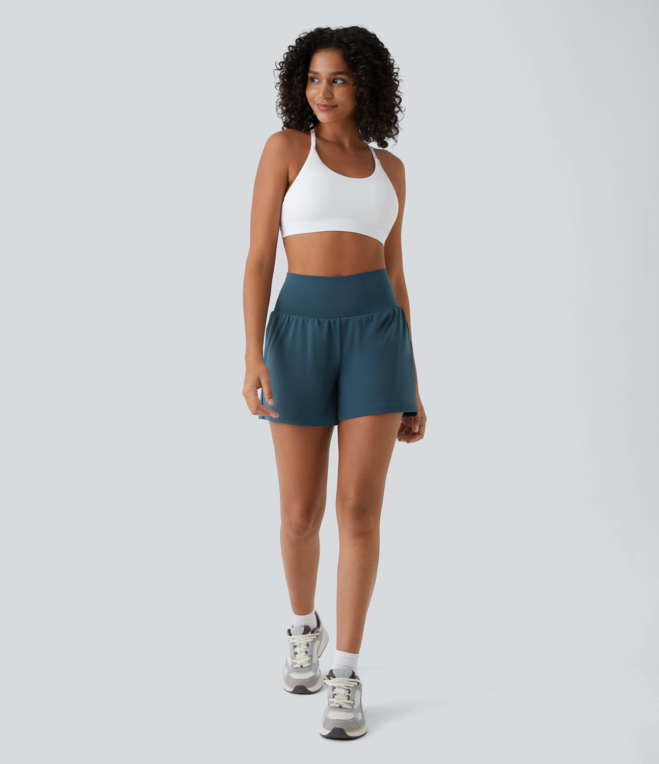 Breathable & Quick-drying High-Waist Fitness Shorts for Women – Mirabella-Turquoise blue-S-Nora Luxe