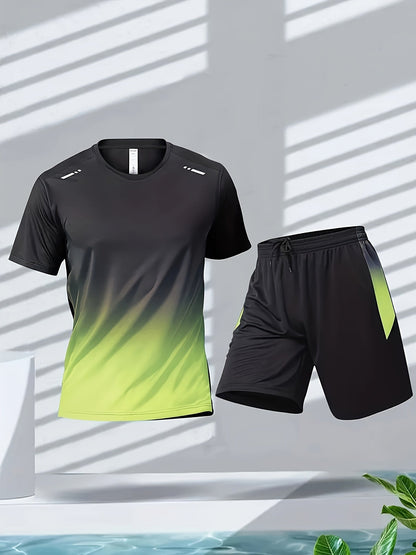 Breathable sports set for men with T-shirt and shorts - PowerMove-Yellow-S-The Livary