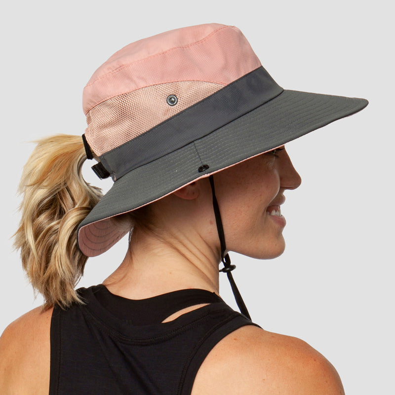 Breathable UV Protection Women's Sun Hat Foldable with Ponytail Opening – Liane (Buy 1, Get 1 FREE)-Red-Nora Luxe