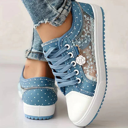 Breathable Women's Canvas Sneakers with Floral Lace – Celina-3-Nora Luxe