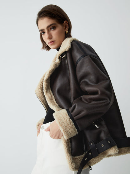 Brown Leather Flight Jacket for Women - Mila-XS-Nora Luxe