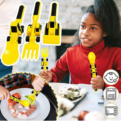 Bulldozer Children's Cutlery Set - ConstructoFork-SET OF 3 FORKS-Nora Luxe