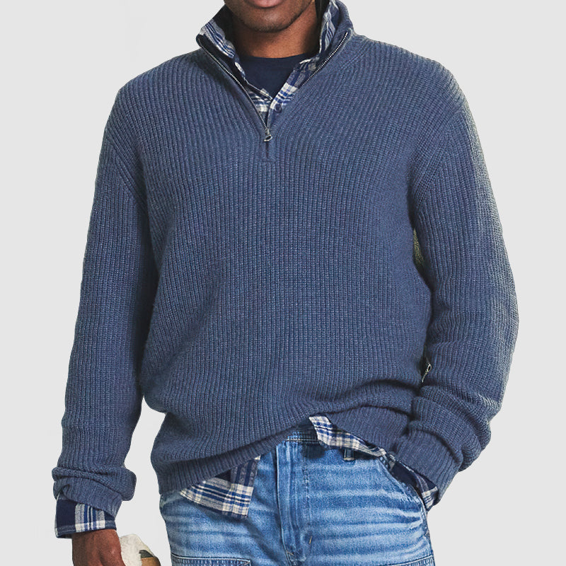 Business-Casual Men's Sweater with Zip - Vincent-Red-S-Nora Luxe