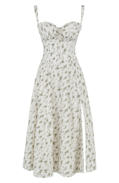 Bustier Summer Dress with Waist Shaper - Isabella-Knee length - 1 layer-Pink Flowers-XS-The Livary