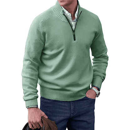 Cashmere Jumper with Zip - Mason-Green-M-Nora Luxe