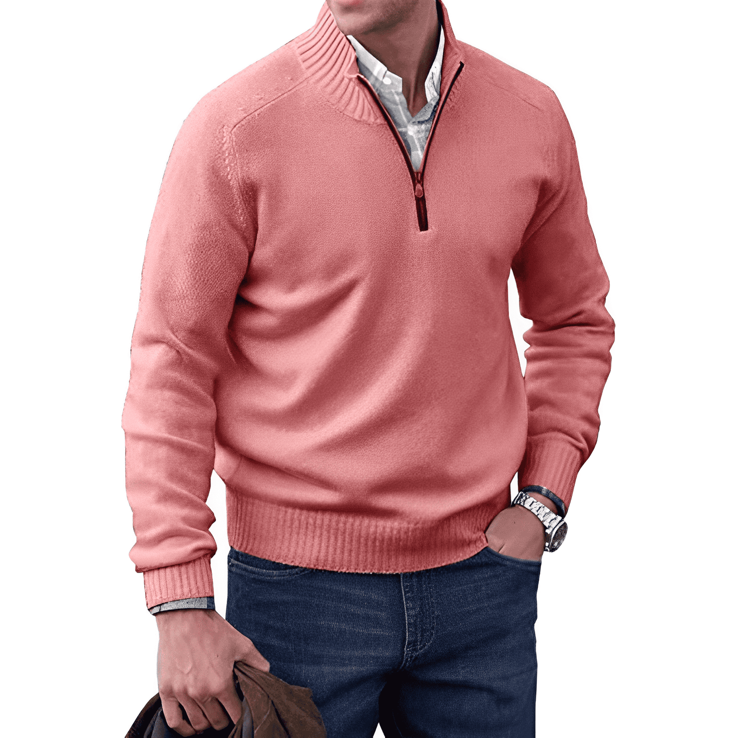 Cashmere Jumper with Zip - Mason-Pink-M-Nora Luxe