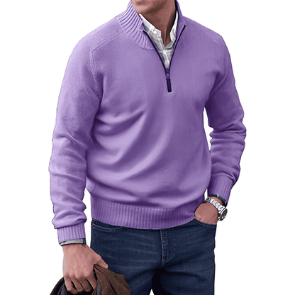 Cashmere Jumper with Zip - Mason-Purple-M-Nora Luxe