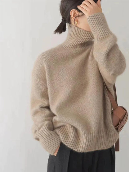 Cashmere Ladies' Turtleneck - Elise-Beige-S-Nora Luxe