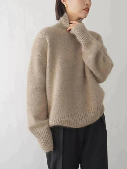 Cashmere Ladies' Turtleneck - Seraphina-Khaki-S-Nora Luxe