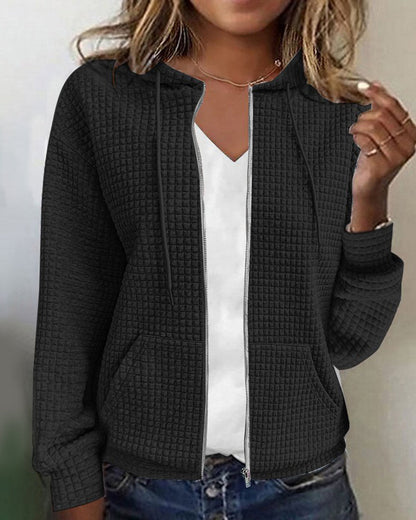 Casual Comfort Women's Jacket with Pockets and Drawstrings - Sophie-Black-S-Nora Luxe