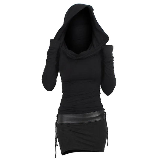 Casual & Comfortable Hoodie Dress with Long Sleeves – Selina-Black-S-Nora Luxe