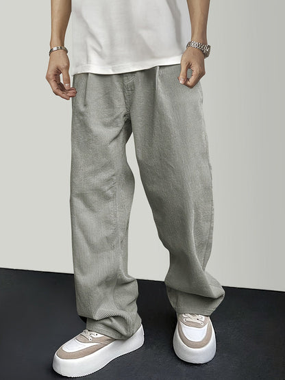 Casual Corduroy Men's Trousers with Drawstring - Mason-Light Gray-S-Nora Luxe