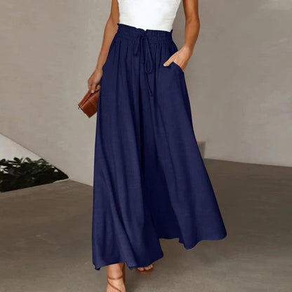 Casual High Waist Trousers for Women - Isla-Dark blue-S-Nora Luxe