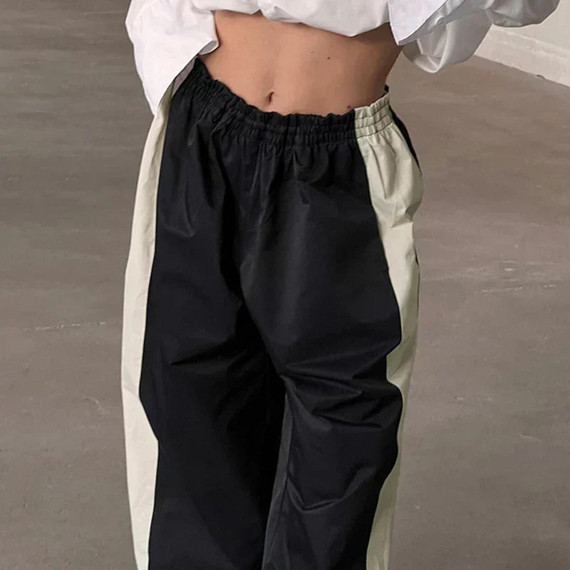 Casual Jogging Trousers with Color Blocks - Nova-Black-XS-Nora Luxe