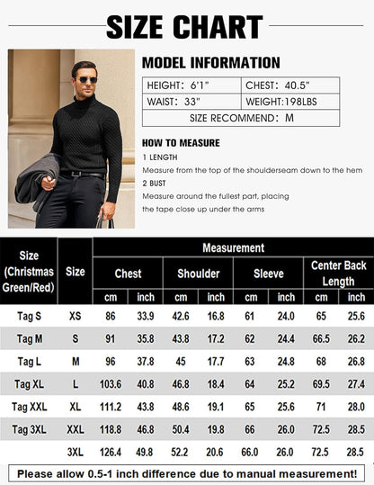 Casual Knit Men's Turtleneck - Sander-Black-S-Nora Luxe