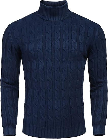 Casual Knit Men's Turtleneck - Sander-Dark Blue-S-Nora Luxe