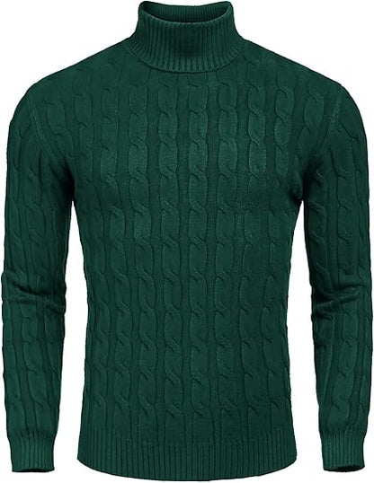 Casual Knit Men's Turtleneck - Sander-Green-S-Nora Luxe