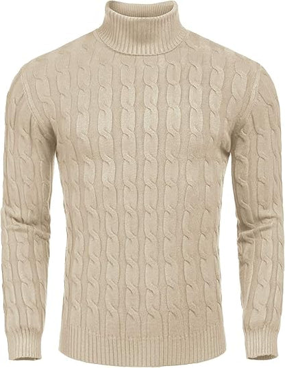 Casual Knit Men's Turtleneck - Sander-Khaki-S-Nora Luxe
