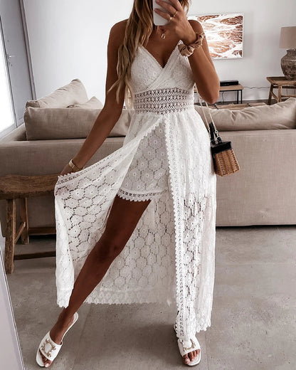 Casual Linen Playsuit with Loose Fit – Noralie-Black-S-State of Style