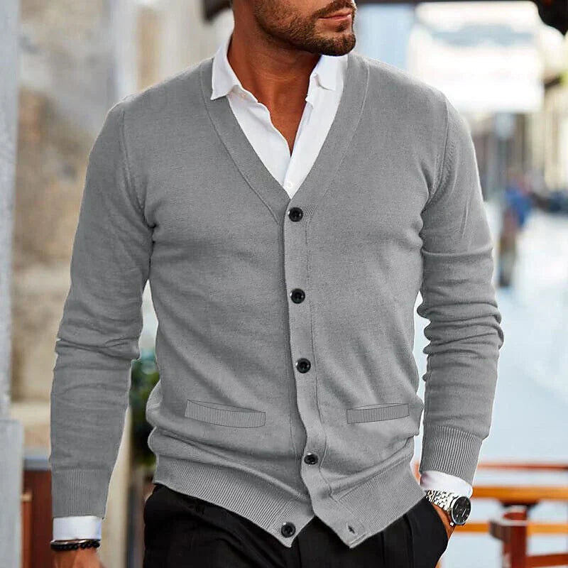 Casual Men's Cardigan - Elias-Bordeaux red-S-The Livary