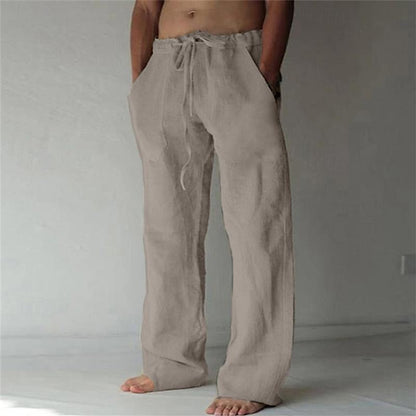 Casual men's linen trousers with a wide cut for summer – Elias-Gray-S-Nora Luxe
