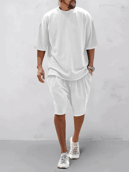 Casual men's sports set in loose-fit style – Cassian-White-S-Nora Luxe