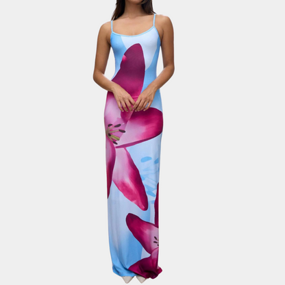 Casual Summer Dress with Figure Accent – Lucine-Light blue-S-State of Style