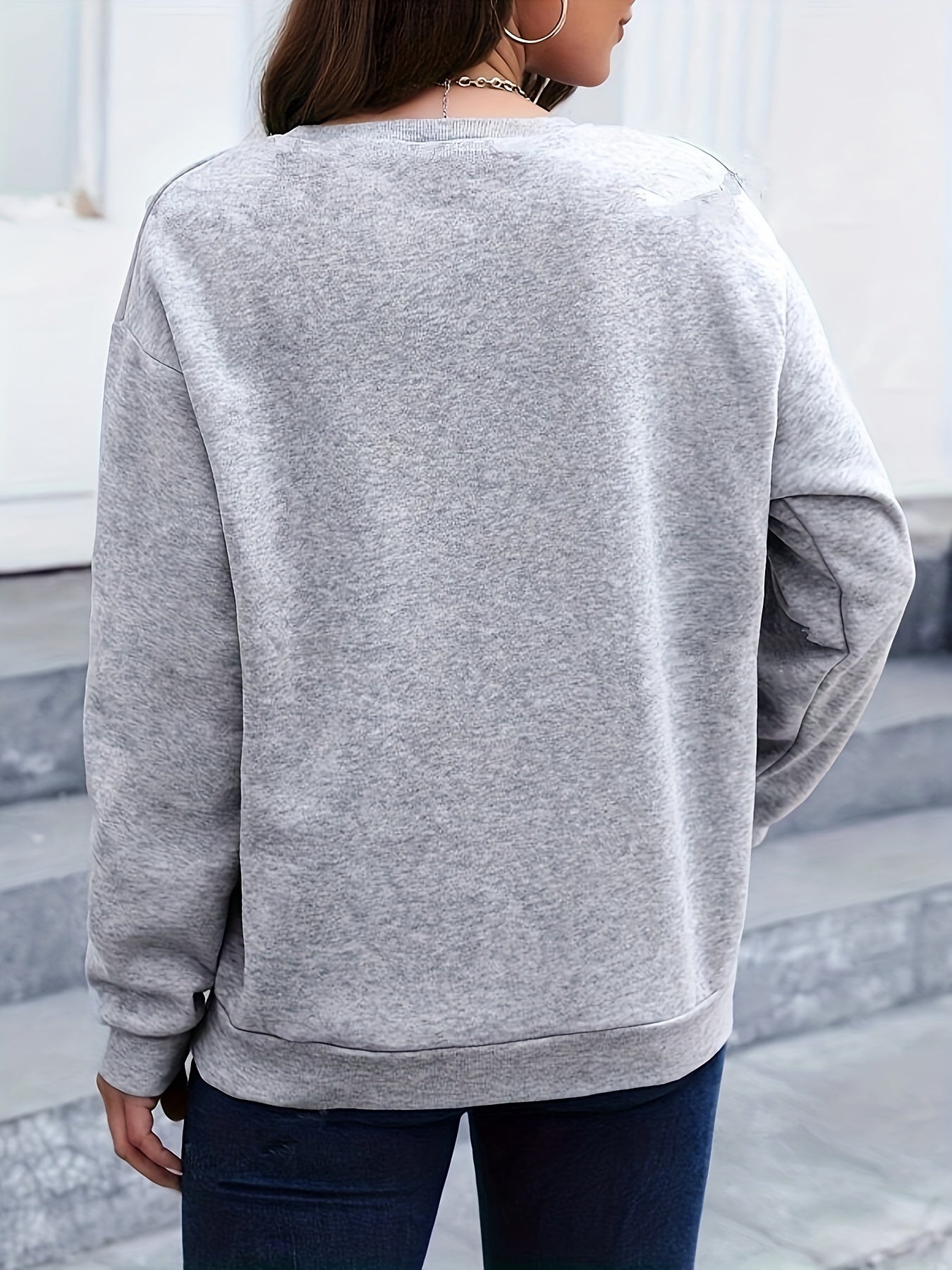 Casual Sweatshirt with Feather Print - Marisa-Dark green-S-Nora Luxe