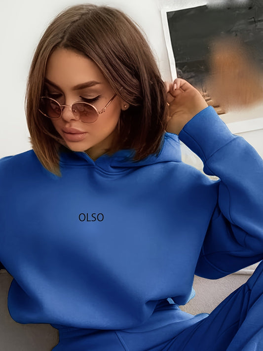 Casual Two-Piece Set with Stylish Letter Print - Elvira-Blue-S-Nora Luxe