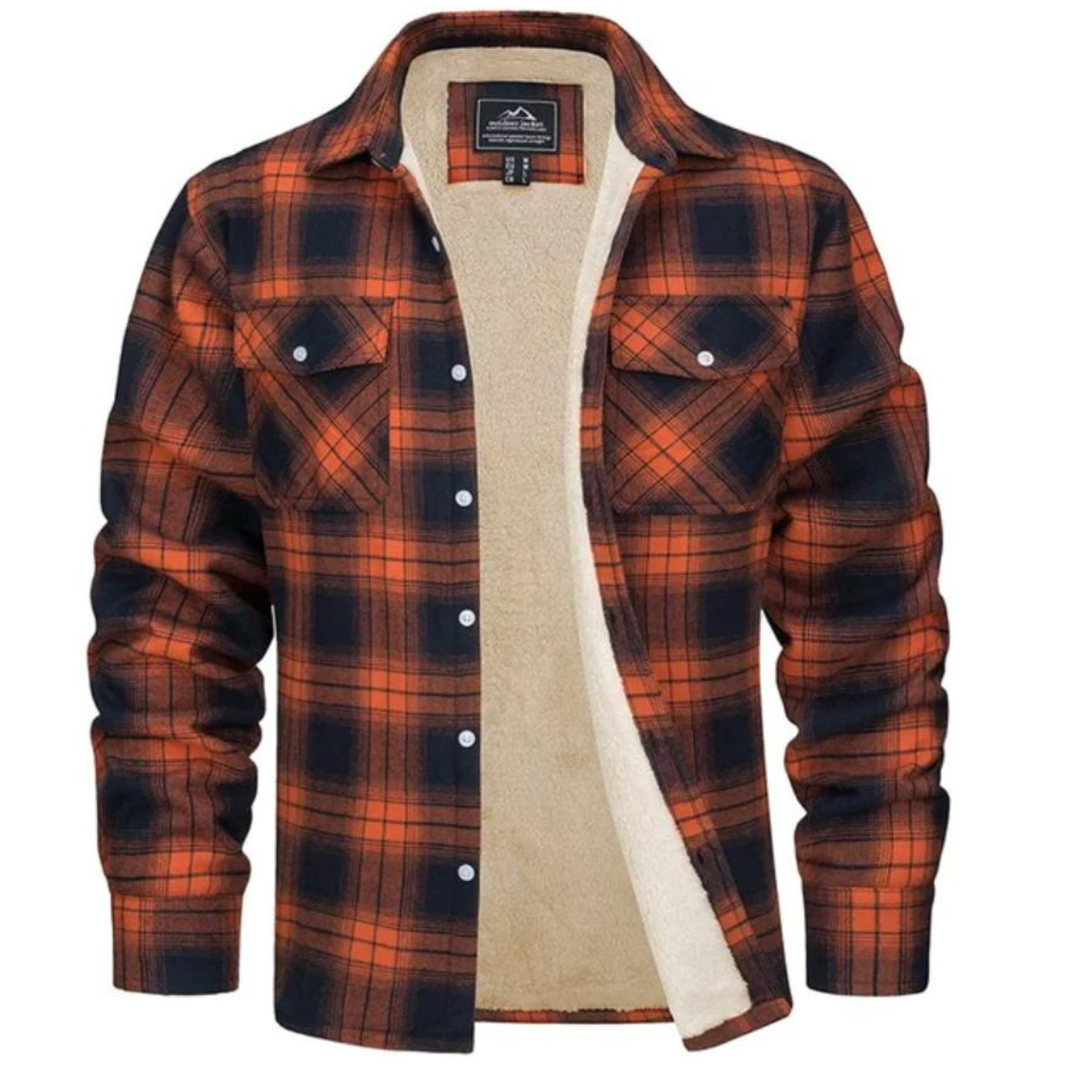 Checked Fleece Lined Jacket - Lawson-Orange-S-Nora Luxe