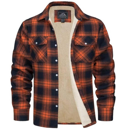 Checked Fleece Lined Jacket - Lawson-Orange-S-Nora Luxe