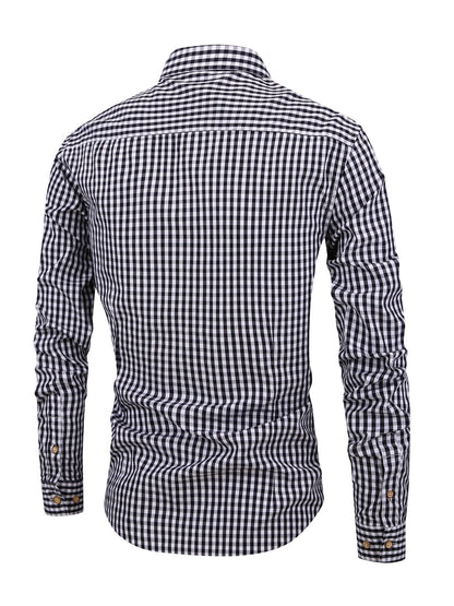 Checked Men’s Shirt with Comfortable Fit - Jules-Dark blue-XS-The Livary