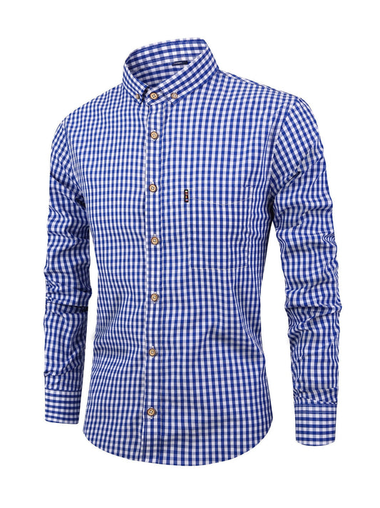 Checked Men’s Shirt with Comfortable Fit - Jules-Dark blue-XS-The Livary