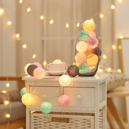 Cheerful Cotton Light-Up Ball Sling - LumiBall-Candy-4.92 feet - 10 lamps-USB-Nora Luxe