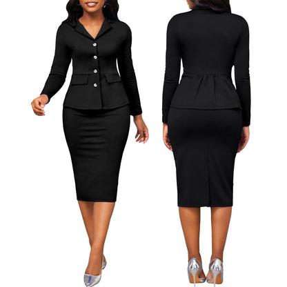 Chic Two-Piece Ladies Suit - Elena-Black-S-Nora Luxe