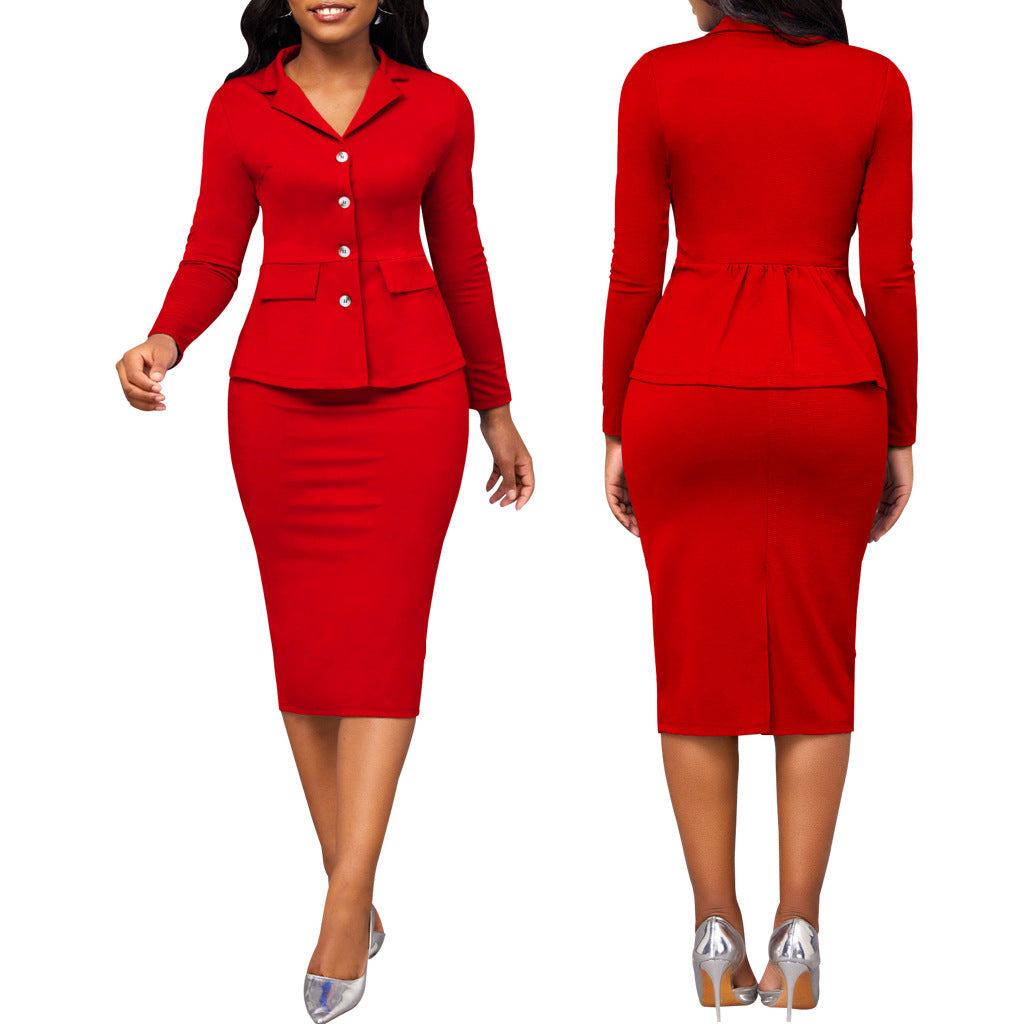 Chic Two-Piece Ladies Suit - Elena-Red-S-Nora Luxe