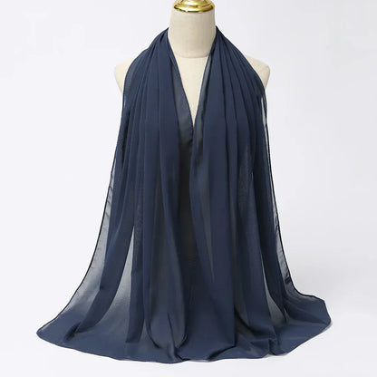 Chiffon Hijab Scarf – Leilani-Dark blue-Nora Luxe