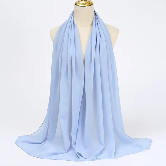 Chiffon Hijab Scarf – Leilani-Light blue-Nora Luxe
