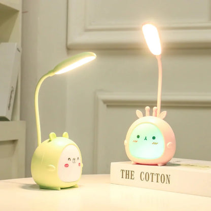 Children's reading lamp with eye protection and USB night light - BrightBuddy-Green Deer-Nora Luxe