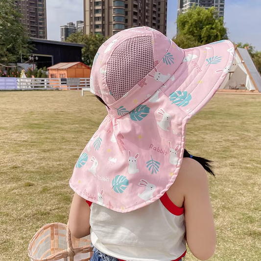 CHILDREN'S SUN HAT WITH UPF 50+ - WIDE BRIM AND ADJUSTABLE CHIN STRAP-Pink-Nora Luxe