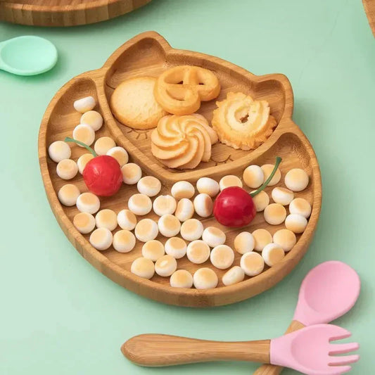 Children's Tableware Set with Suction Cup - EcoFeast-Lamb White-Nora Luxe