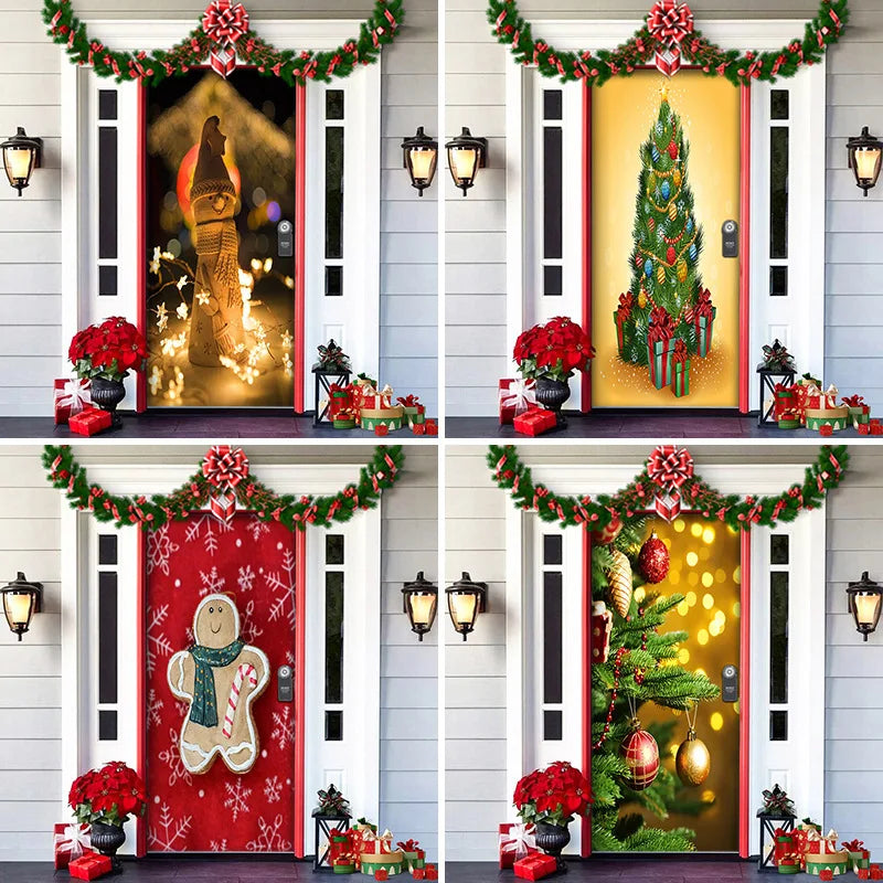 Christmas Door Decoration - MerryDoor-Style 1-91 × 90.55 inches-Nora Luxe