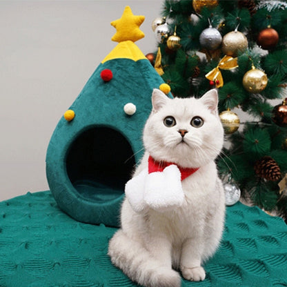 Christmas Tree Cat Bed - FestivePurr-M-Nora Luxe