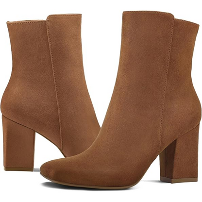 Chunky Block Heel Ankle Boots - Jamie-Black PU-2.5-Nora Luxe