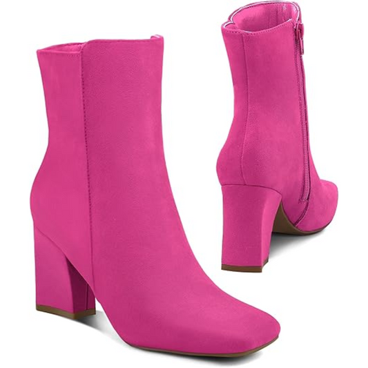 Chunky Block Heel Ankle Boots - Jamie-Black PU-2.5-Nora Luxe