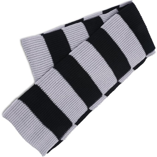 Chunky Knitted Striped Scarf for Men - Chris-Black/Gray-Nora Luxe