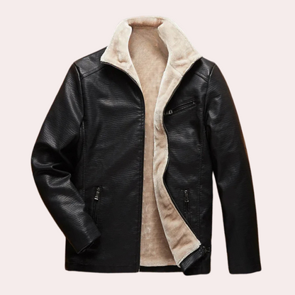 Classic Black Leather Men's Jacket with Timeless Design - Luca-S-Nora Luxe