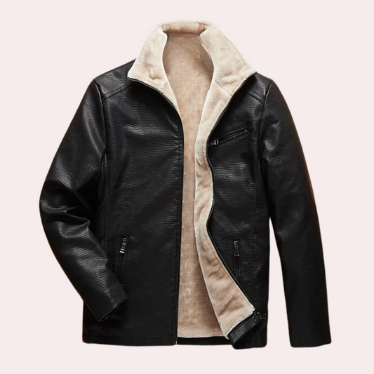 Classic Black Leather Men's Jacket with Timeless Design - Luca-S-Nora Luxe