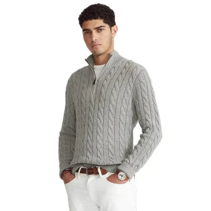 Classic Cable Sweater for Men - Henry-Light Blue-S-Nora Luxe