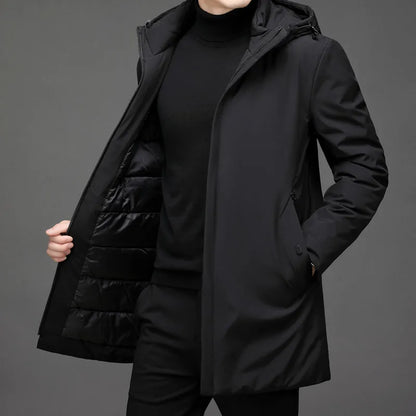 Classic Down Jacket with Hood - Victor-Dark green-L-Nora Luxe